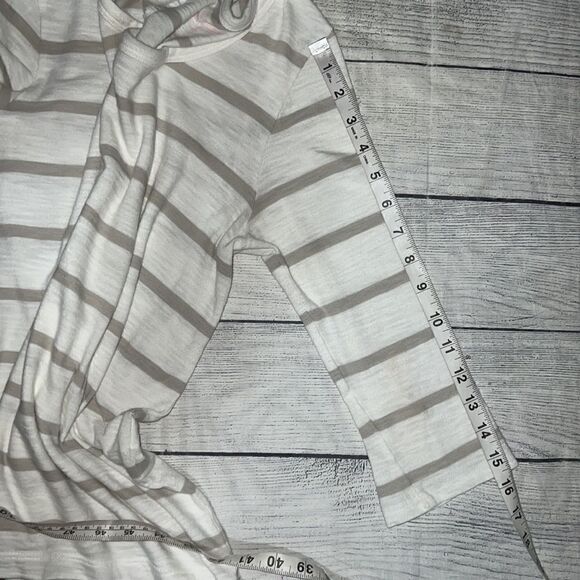 Vineyard Vines Anguilla Stripe Top White Tan Nautical Cotton 3/4 Sleeves Sz XS - Picture 6 of 8
